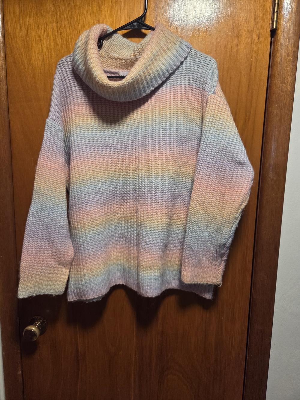 Pastel Stripe Cowl Neck Sweater - Multicolor